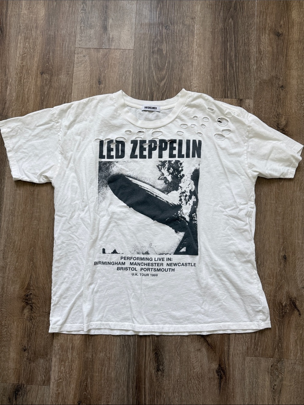 Daydreamer Brand LED ZEPPELIN White Graphic Band T-Shirt